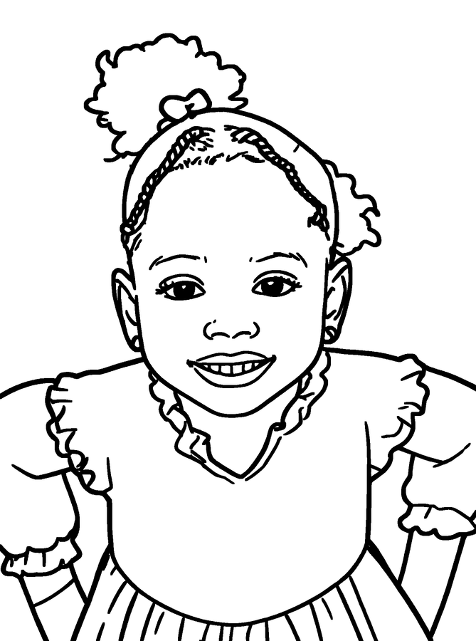 Coloring page made from the photo: smiling girl